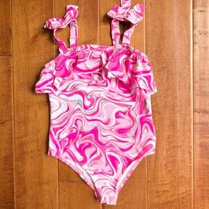 Tommy Bahama Girls Ruffle One-Piece Bathing Suit Sz 7 Allover‎ Mable-Print